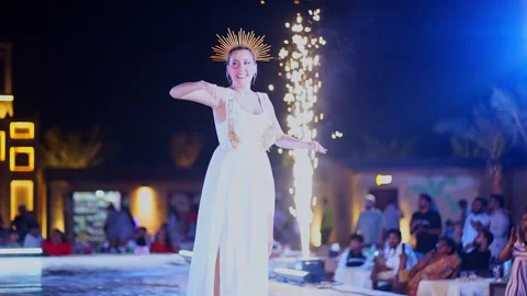 Editorial Traditional Arabic Dance Stage Performance Cheering Crowd Stock Footage 343820006