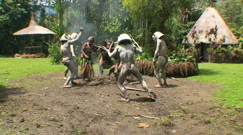 Editorial, Tribesmen being attacked by Mudmen Stock Footage 368501