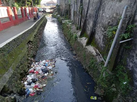 For Editorial Use Only, 01 August 2022, trash at Small River, condet East Jak Stock Photos