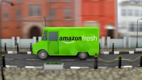 Editorial use only, Amazon Fresh delivery vehicle. Stock Footage 104698140