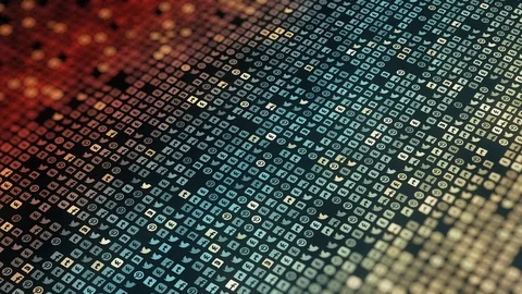 Editorial use only. Many different logos of social nets flowing on black Stock Footage 121100427