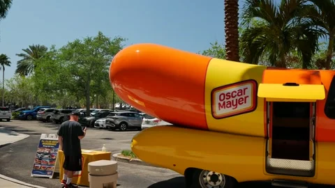 Editorial Use Only March 27, 2025 St. Petersburg, FL, USA. Oscar Mayer Wienermob Stock Footage 305243921