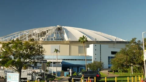 Editorial Use Only October 14, 2024, Tropicana Field Roof Blown Off by Hurricane Stock Footage 288164223