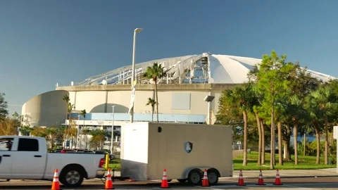 Editorial Use Only October 14, 2024, Tropicana Field Roof Blown Off by Hurricane Stock Footage 288164486