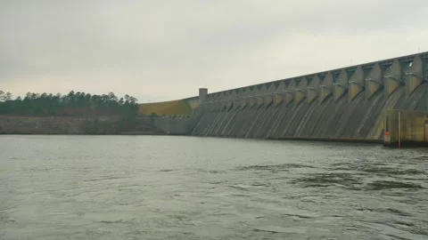 Editorial Use Only Wide view December 18, 2024. J. Strom Thurmond Lake Dam AKA C Stock Footage 296196430