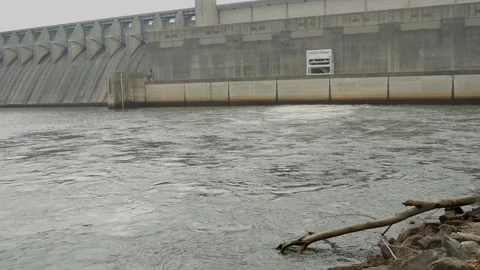 Editorial Use Only Wide view December 18, 2024. J. Strom Thurmond Lake Dam AKA C Stock Footage 296196524