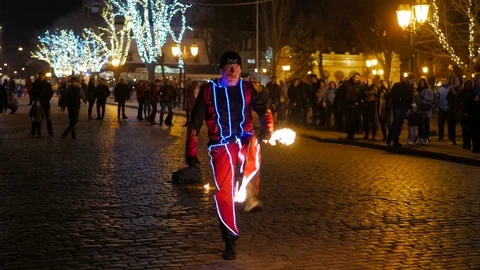 Editorial video about steet artists juggling the fire torches Video stock 73515099