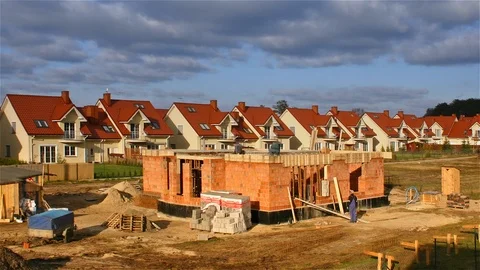 Editorial Video: Construction Of The House, Time-Lapse, 2 Years. Walls Going Up. Stock Footage