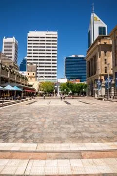 EDITORIAL: A view of Forrest Place Square in Perth City Stock Photos