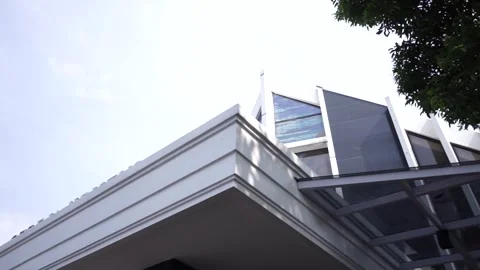 Editorial View of Historic and Modern Church Architecture Interior and Exterior Stock Footage 341100193