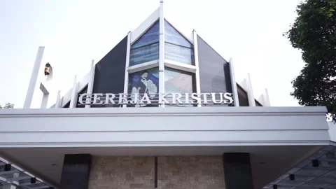 Editorial View of Historic and Modern Church Architecture Interior and Exterior Stock Footage 341100680