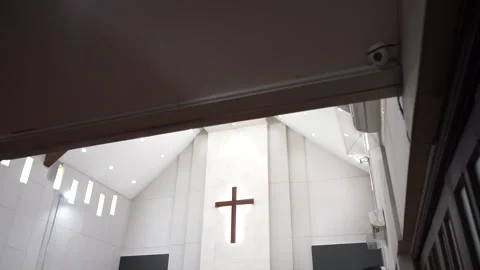 Editorial View of Historic and Modern Church Architecture Interior and Exterior Stock Footage 341101547