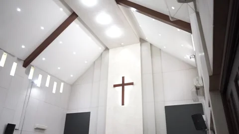 Editorial View of Historic and Modern Church Architecture Interior and Exterior Stock Footage 341101683