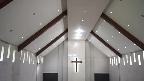Editorial View of Historic and Modern Church Architecture Interior and Exterior Stock Footage 341102506