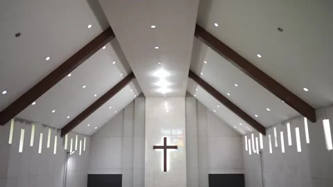 Editorial View of Historic and Modern Church Architecture Interior and Exterior Stock Footage 341102684