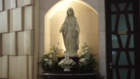 Editorial View of Historic and Modern Church Architecture Interior and Exterior Stock Footage 341106343
