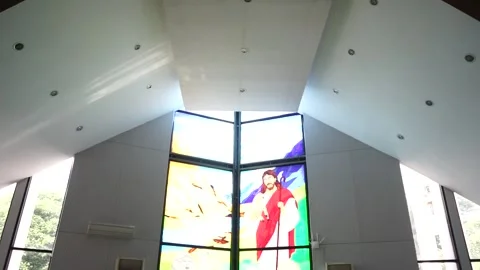 Editorial View of Historic and Modern Church Architecture Interior and Exterior Stock Footage 341108708