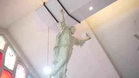 Editorial View of Historic and Modern Church Architecture Interior and Exterior Stock Footage 341109302