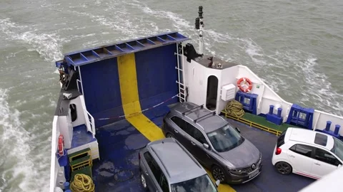 Editorial View of Wightlink Ferry Carrying Cars at Sea 動画素材 335434331