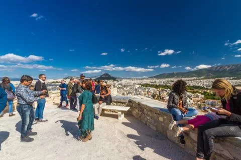 Editorial, Viewpoint at the Acropolis in Athens Stock Photos