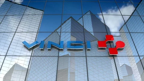 Editorial, Vinci SA logo on glass building.	 Stock Footage 85250053