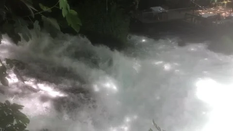 Editorial: Water flow at Upper Duden Waterfall, Turkey Video stock 336244830