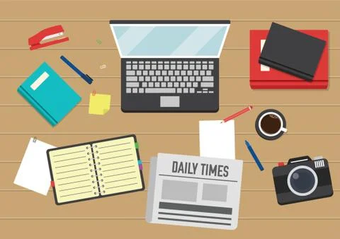 Editorial workspace design Stock Illustration