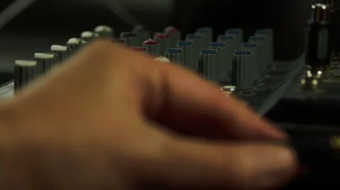 Editor's Hands With Headphones Jack Inserting Into The Mixer, Sound Equipment Stock Footage 50551200