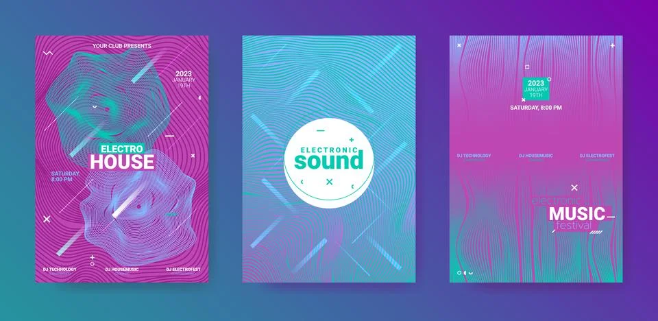 Edm Abstract Dj Flyer. Electro Sound Poster. Techno Party Cover. Stock Illustration