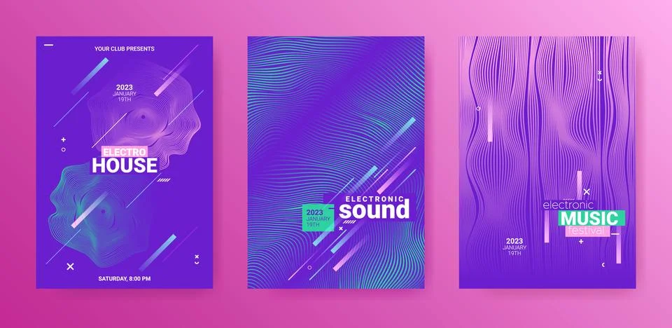Edm Abstract Dj Flyer. Electro Sound Poster. Techno Dance Cover. Stock Illustration