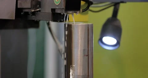 EDM CNC machine while cutting the sample work pieces. Cutting metal modern pr Stock Footage 170963080