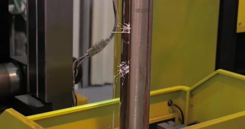 EDM CNC machine while cutting the sample work pieces. Cutting metal modern pr Stock Footage 200828864