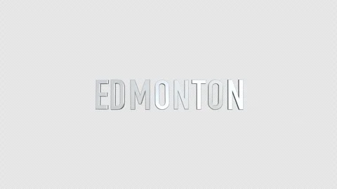 Edmonton 3D title animation metal letters on black alpha channel Stock Footage 259887158