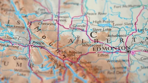 Edmonton, Alberta highlighted on a world map 4K Stock Footage 300662534