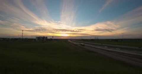 Edmonton Anthony Henday Sunset 4K Timelapse Stock Footage 168489503
