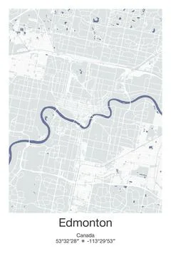 Edmonton, Canada - vector map of city in Gray, Blue, Green, White colors Stock-Illustration