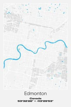Edmonton, Canada - vector map of city in Gray, white, blue colors Stock-Illustration