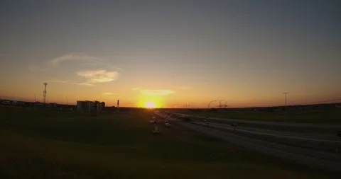 Edmonton  Highway Traffic Construction Sunset 4K Timelapse Stock Footage 168488879