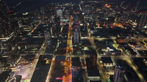 Edmonton at night downtown high angle Stock Footage 316176614