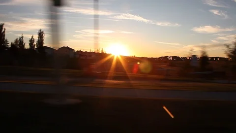 Edmonton suburbs at sunset Stock Footage 94040623