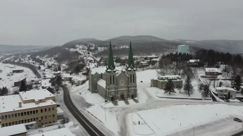 Edmunston, New Brunswick- Immaculate Conception Cathedral in Winter Stock Footage 232614677