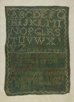 Edna C Rex, Sampler, c 1939 Sampler Copyright: xpiemagsx Natgal10012020-13... Stock Photos