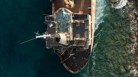 Edro III shipwreck top-down Stock Footage 115169325