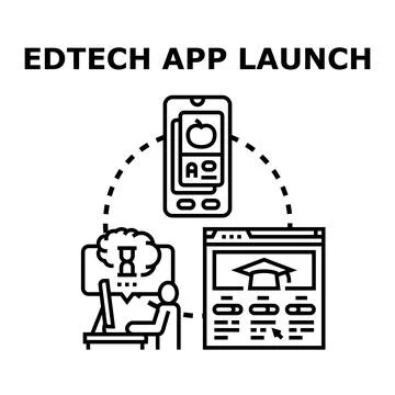 Edtech app launch online education business strategy Stock-Illustration