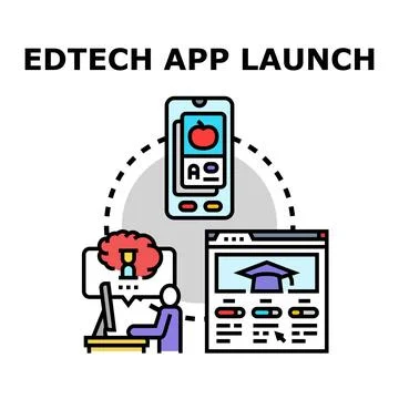Edtech app launch online education business strategy Stock Illustration