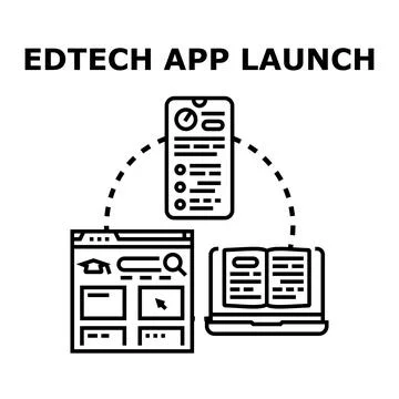 Edtech application launch for online education platform Stock Illustration