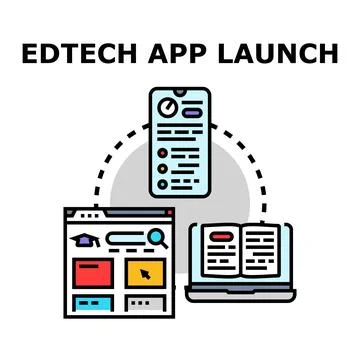 Edtech application launch for online education platform Stock Illustration