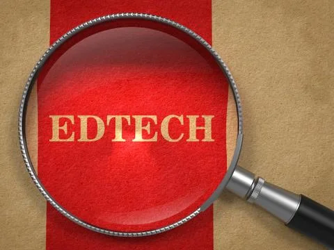 Edtech Concept Through Magnifying Glass. Stock Illustration