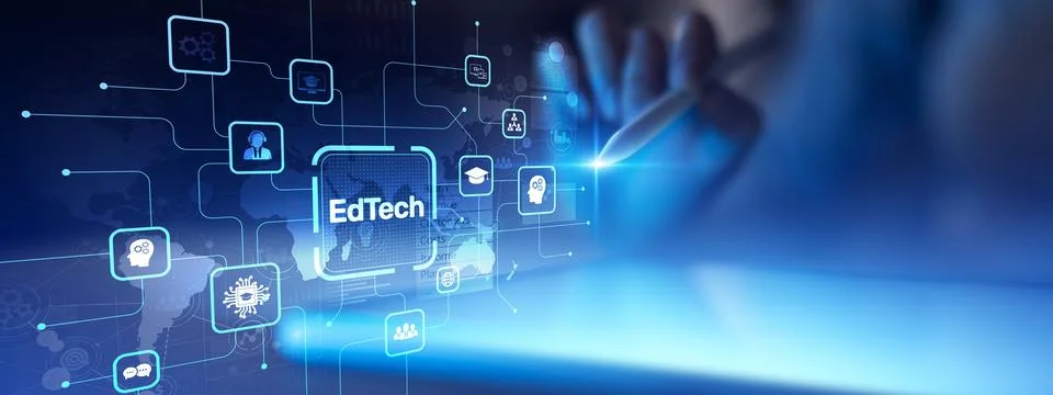 EdTech Innovation and Digital Learning Transformation in Global Education. Stock Photos