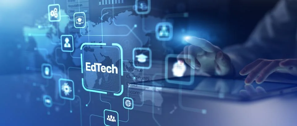 EdTech Innovation and Digital Learning Transformation in Global Education. Stock Photos